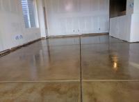 Stained Basement Floor & Glossy Clear Coat