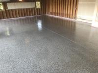 Parker Colorado epoxy flake floor job with a polyaspartic clear coat.